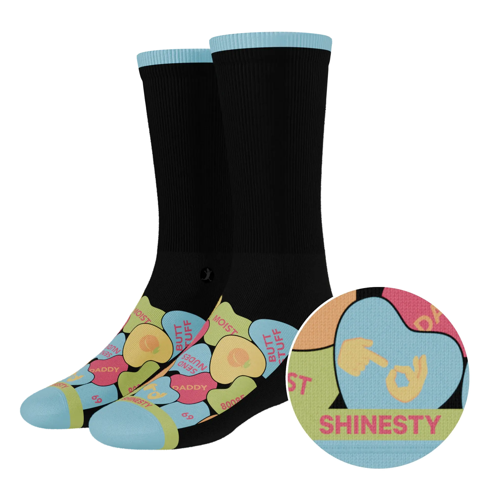 The Smooth Talker | Candy Hearts Heel Hammock™ Crew Socks - Shinesty - Flyclothing LLC