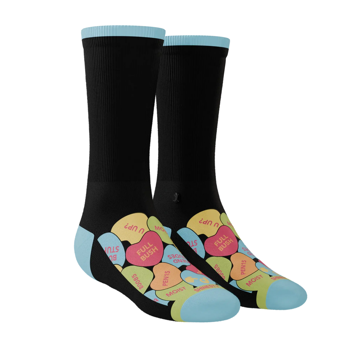 The Smooth Talker | Candy Hearts Heel Hammock™ Crew Socks - Shinesty - Flyclothing LLC