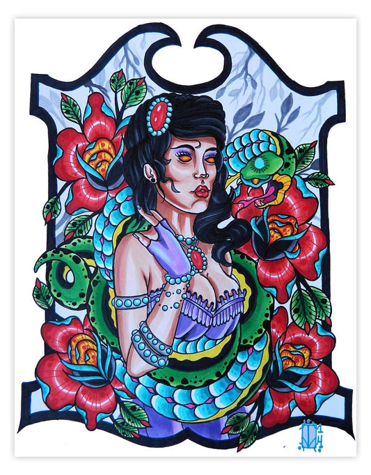 Black Market Art Company Snake Charmer Lady Print - Black Market Art Company - Flyclothing LLC