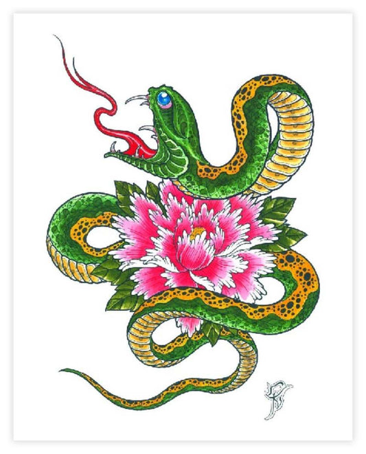 Black Market Art Company Snake & Flower Print - Black Market Art Company - Flyclothing LLC