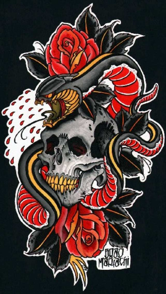 Black Market Art Company Snake & Skull Print - Black Market Art Company - Flyclothing LLC