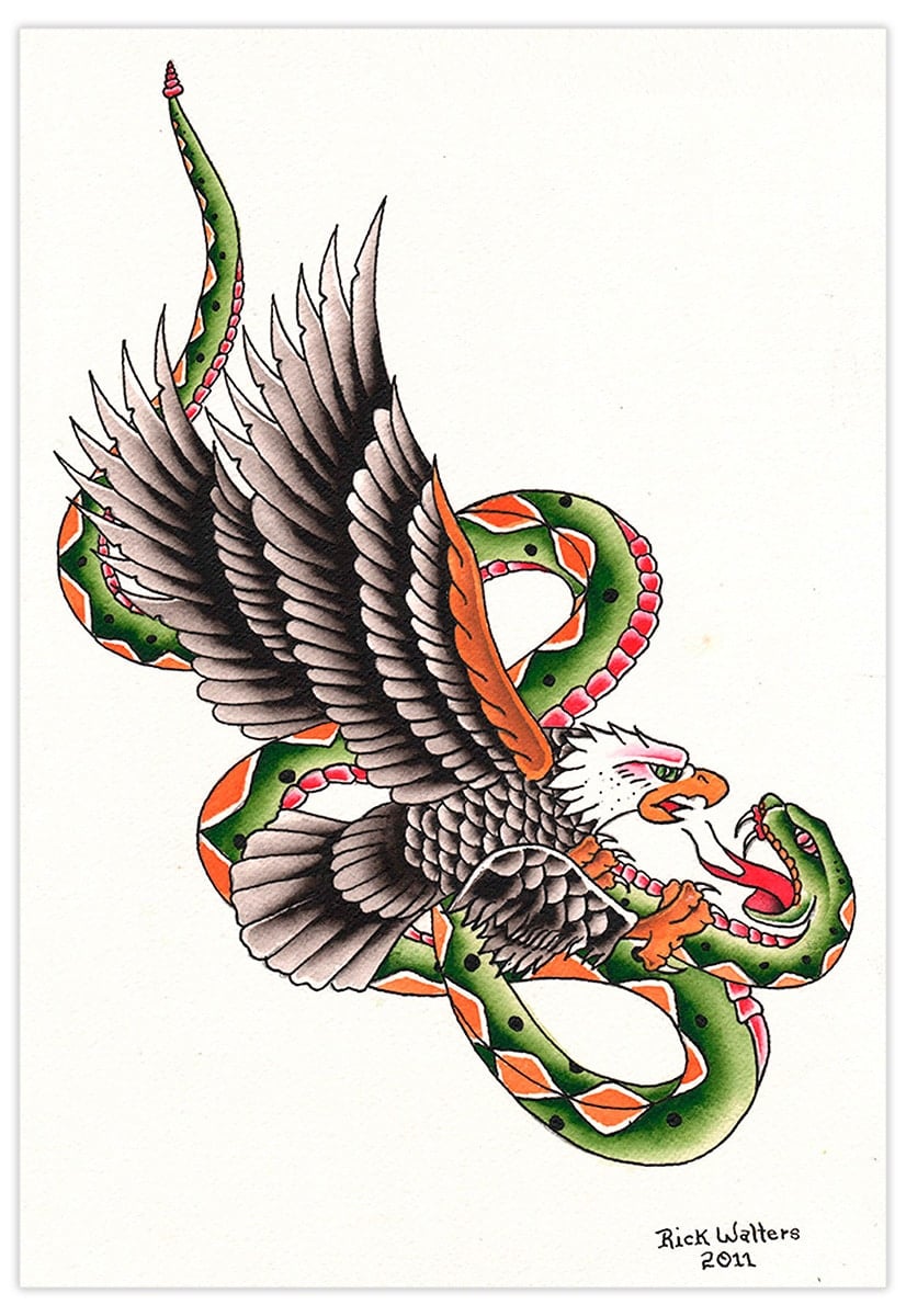 Black Market Art Company Snake & Eagle Print