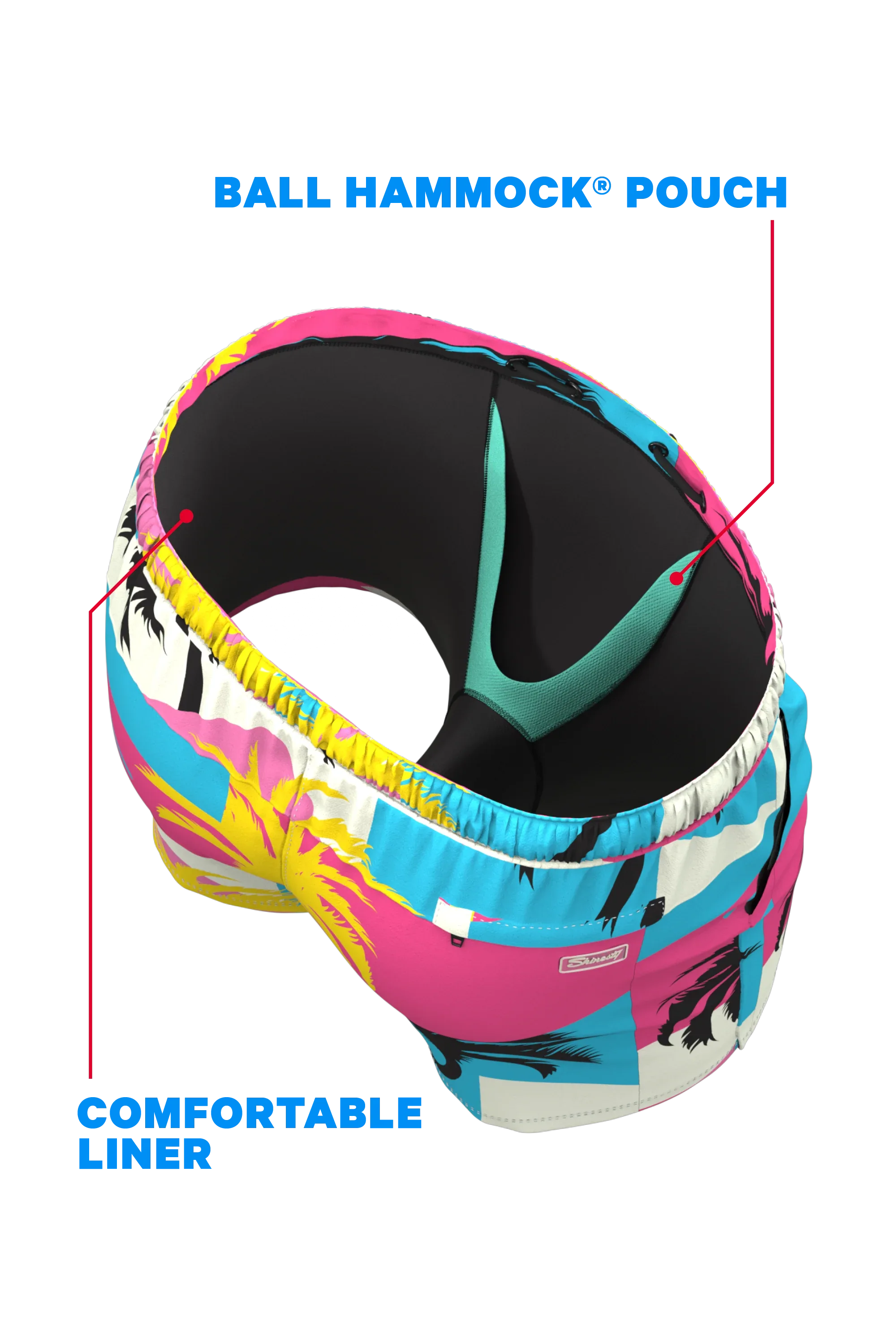 The SoCal Summer | Black and Pink Tropical Ball Hammock® Pouch 5" Swim Trunks - Shinesty - Flyclothing LLC