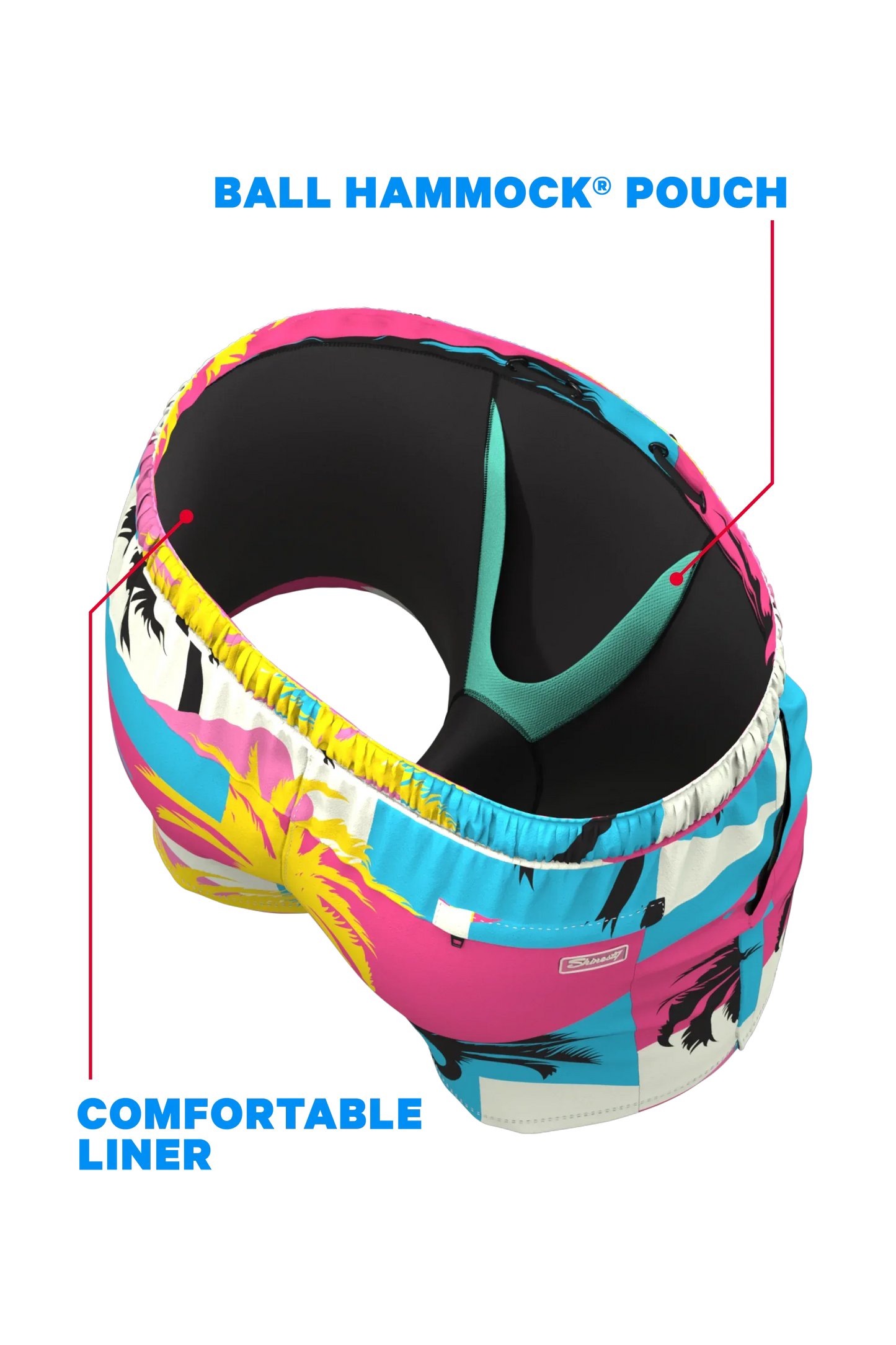 The SoCal Summer | Black and Pink Tropical Ball Hammock® Pouch 8" Swim Trunks - Shinesty - Flyclothing LLC