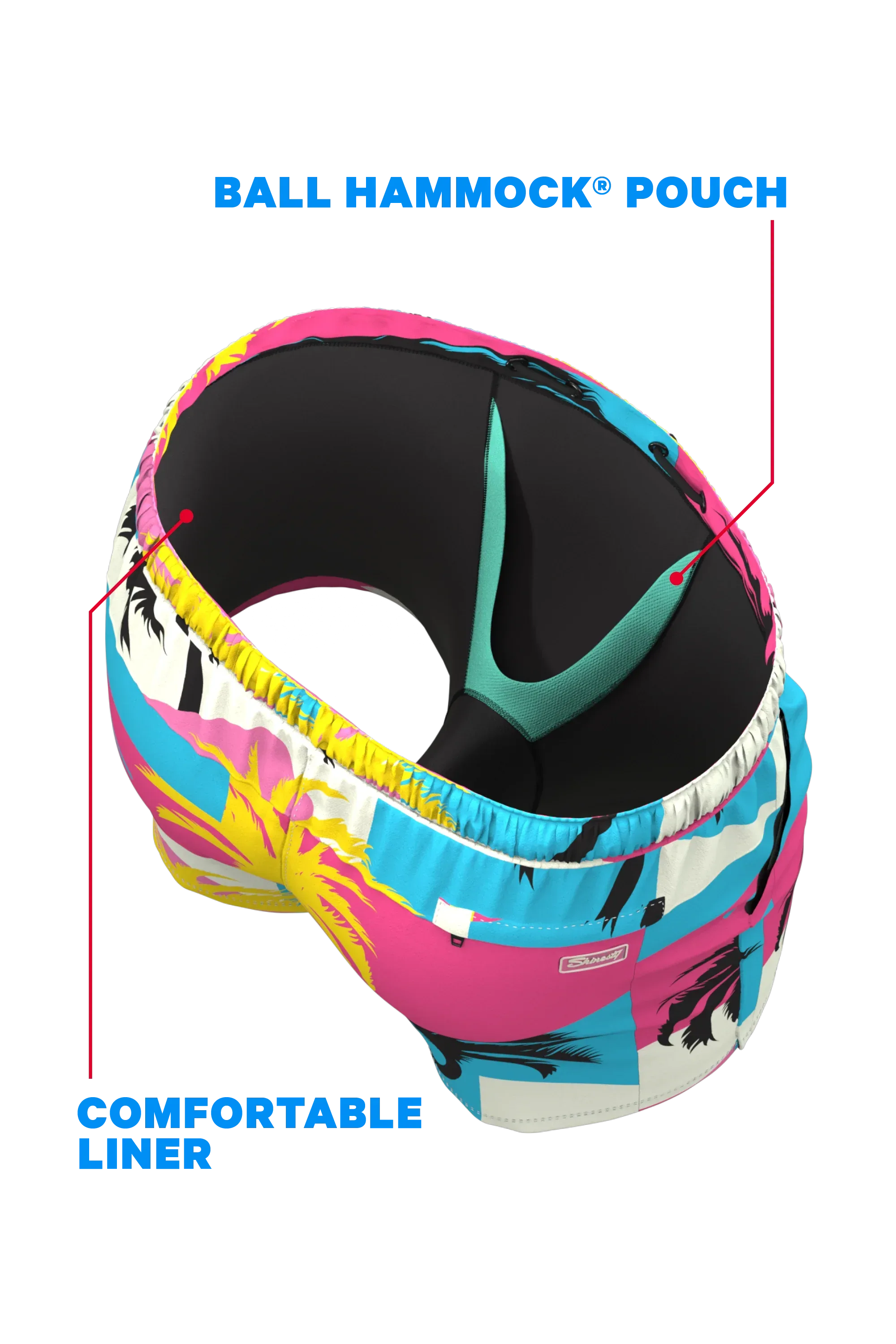 The SoCal Summer | Black and Pink Tropical Ball Hammock® Pouch 8" Swim Trunks - Shinesty - Flyclothing LLC
