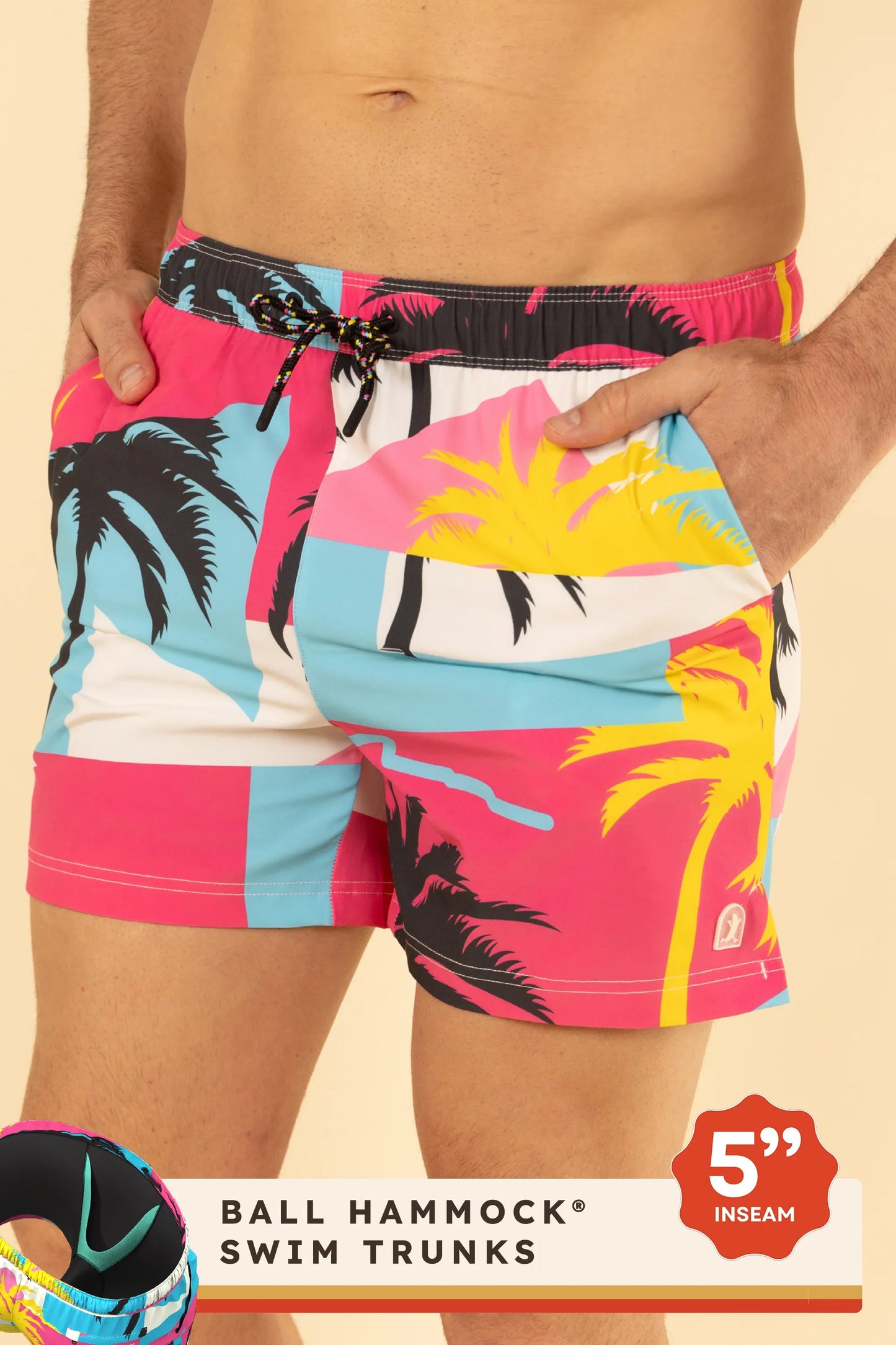 The SoCal Summer | Black and Pink Tropical Ball Hammock® Pouch 5" Swim Trunks - Shinesty - Flyclothing LLC