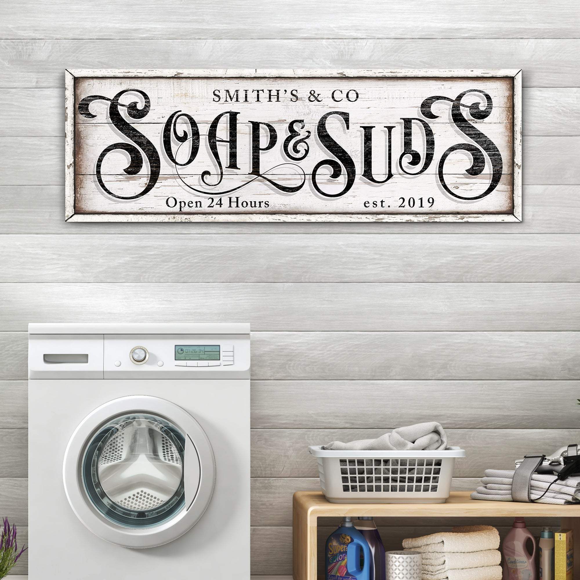 Personalized Soap And Suds Laundry Sign - Tailored Canvases - Flyclothing LLC
