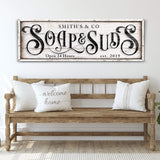 Personalized Soap And Suds Laundry Sign - Tailored Canvases - Flyclothing LLC
