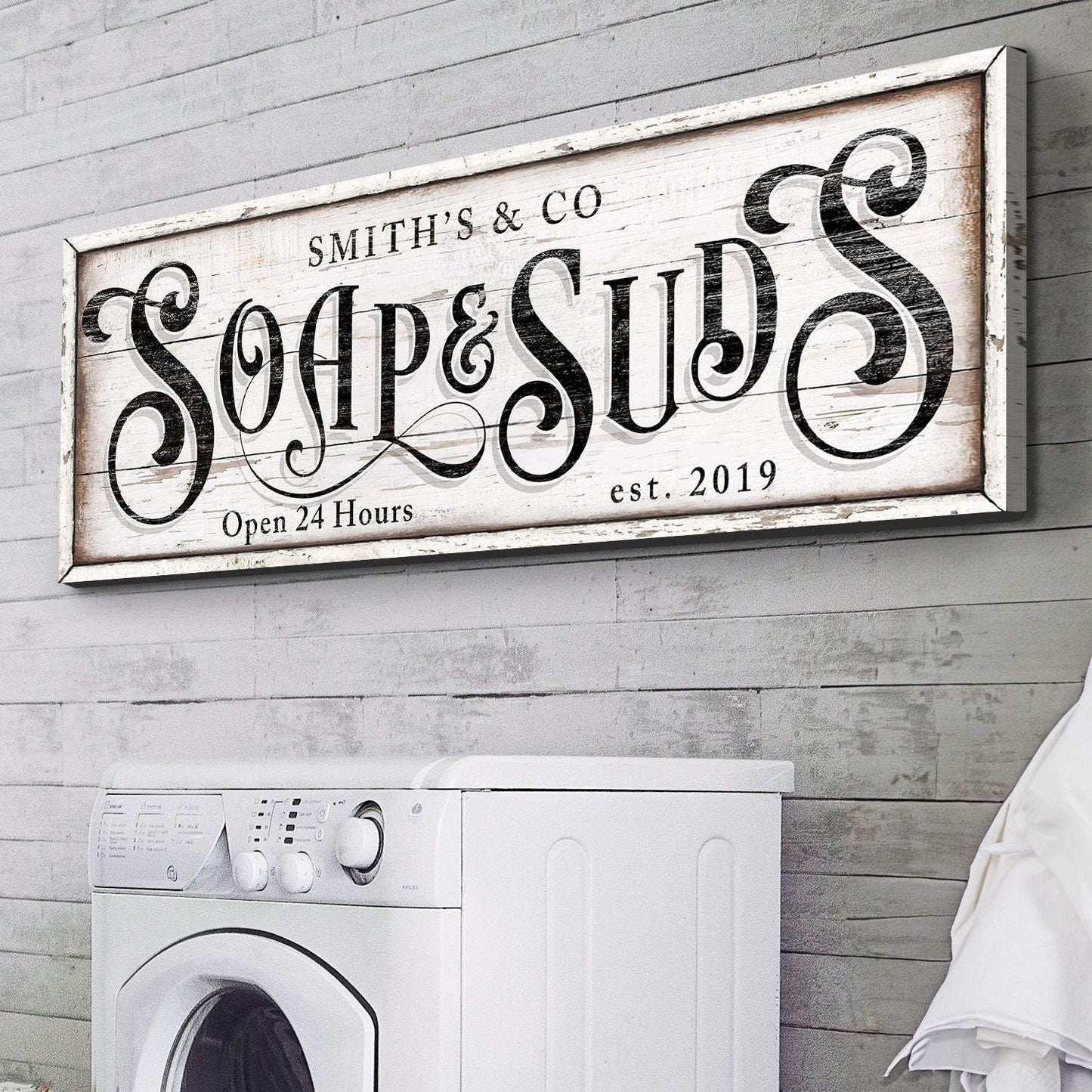Personalized Soap And Suds Laundry Sign - Tailored Canvases - Flyclothing LLC