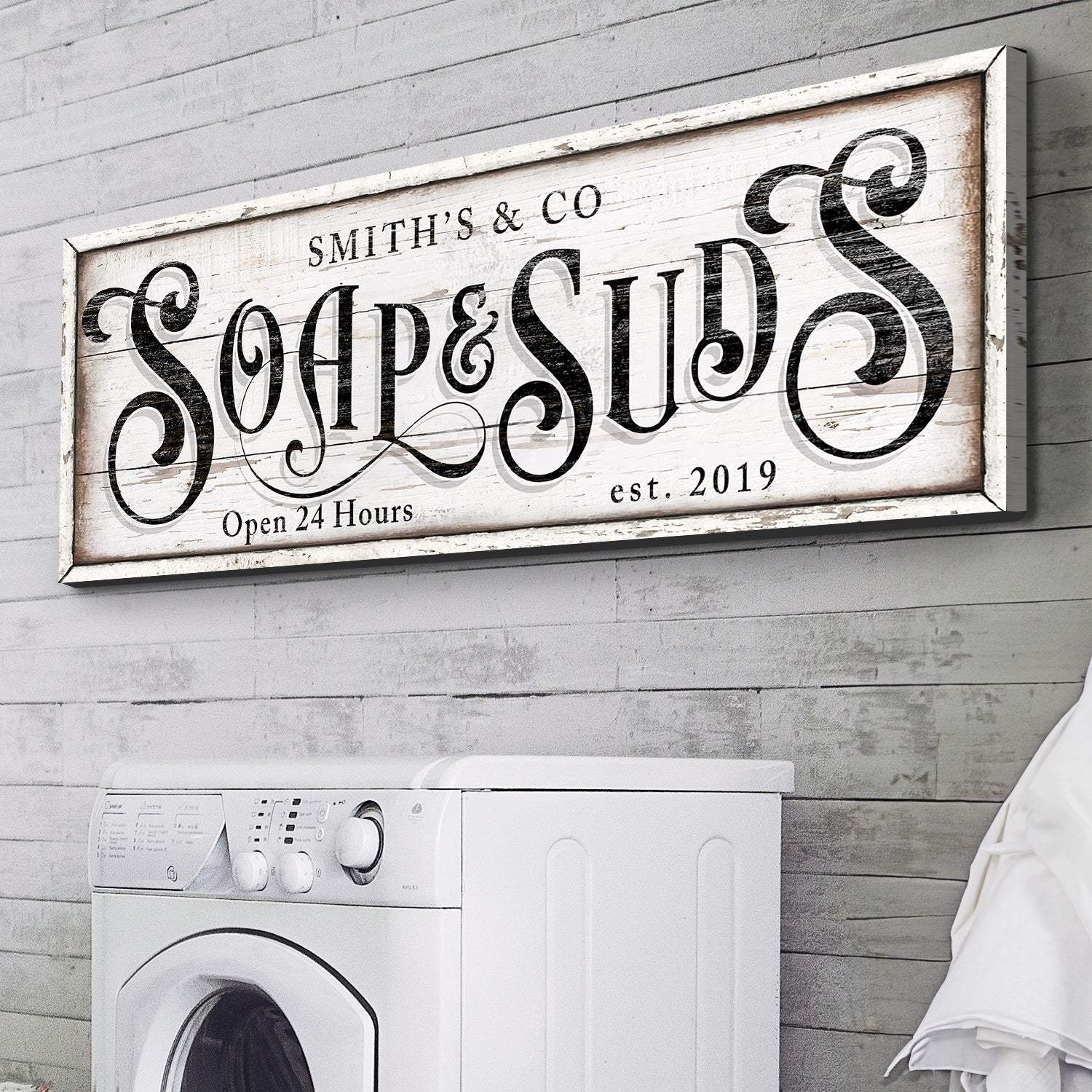 Personalized Soap And Suds Laundry Sign - Tailored Canvases - Flyclothing LLC