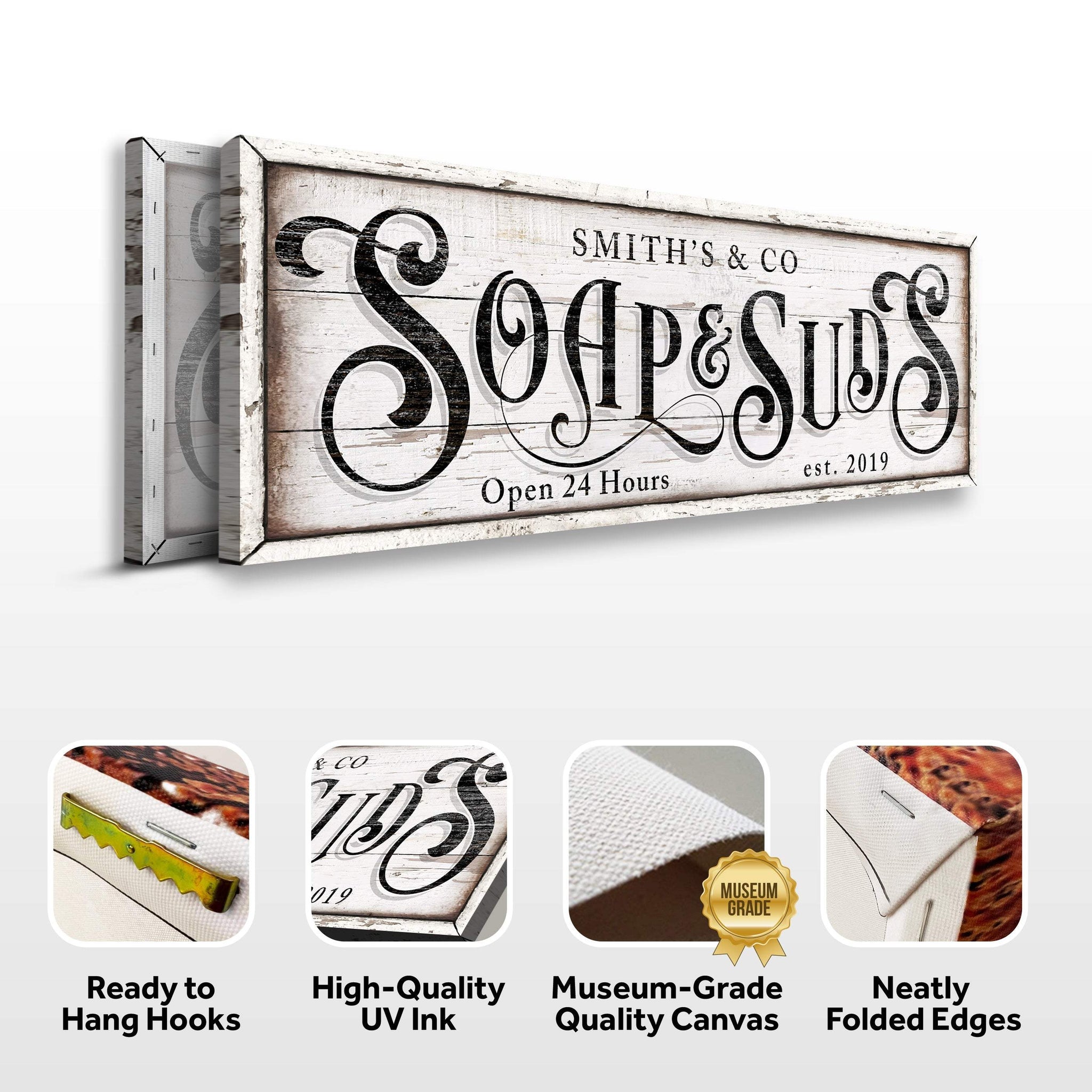 Personalized Soap And Suds Laundry Sign - Tailored Canvases - Flyclothing LLC