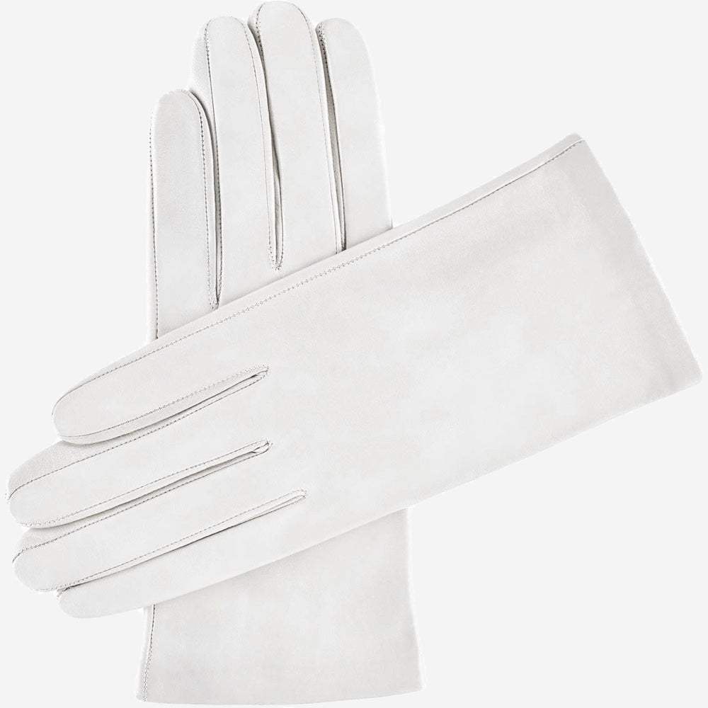 Sofia (white) - Italian lambskin leather gloves with silk lining - Leather Gloves Online - Flyclothing LLC