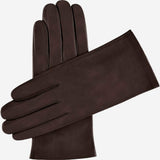 Sofia (dark brown) - Italian lambskin leather gloves with silk lining - Leather Gloves Online - Flyclothing LLC
