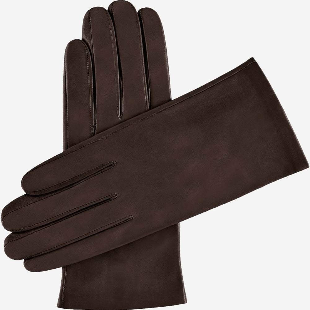 Sofia (dark brown) - Italian lambskin leather gloves with silk lining - Leather Gloves Online - Flyclothing LLC