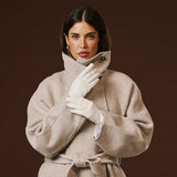 Sofia (white) - Italian lambskin leather gloves with silk lining - Leather Gloves Online - Flyclothing LLC