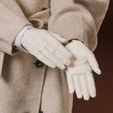 Sofia (white) - Italian lambskin leather gloves with silk lining - Leather Gloves Online - Flyclothing LLC