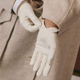 Sofia (white) - Italian lambskin leather gloves with silk lining - Leather Gloves Online - Flyclothing LLC