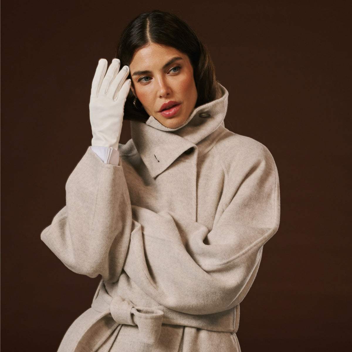 Sofia (white) - Italian lambskin leather gloves with silk lining - Leather Gloves Online - Flyclothing LLC