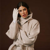 Sofia (white) - Italian lambskin leather gloves with silk lining - Leather Gloves Online - Flyclothing LLC