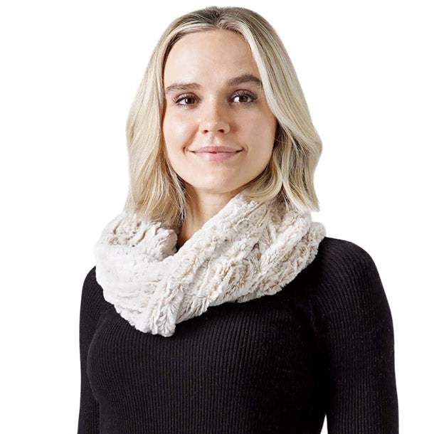 Two Tone Fuzzy Fur Infinity Scarf - Madeline Love - Flyclothing LLC
