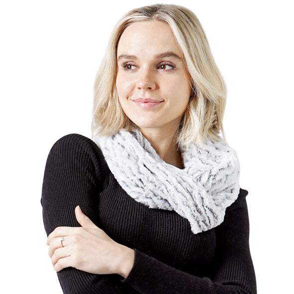 Two Tone Fuzzy Fur Infinity Scarf - Madeline Love - Flyclothing LLC