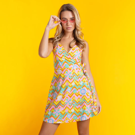 The Solar Flower | Trippy Floral Strappy Dress - Shinesty