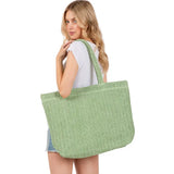 Solid Crochet Straw Tote Bag / Beach Bag - Madeline Love - Flyclothing LLC