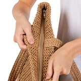 Solid Crochet Straw Tote Bag / Beach Bag - Madeline Love - Flyclothing LLC