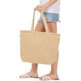 Solid Crochet Straw Tote Bag / Beach Bag - Madeline Love - Flyclothing LLC