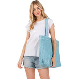 Solid Crochet Straw Tote Bag / Beach Bag - Madeline Love - Flyclothing LLC