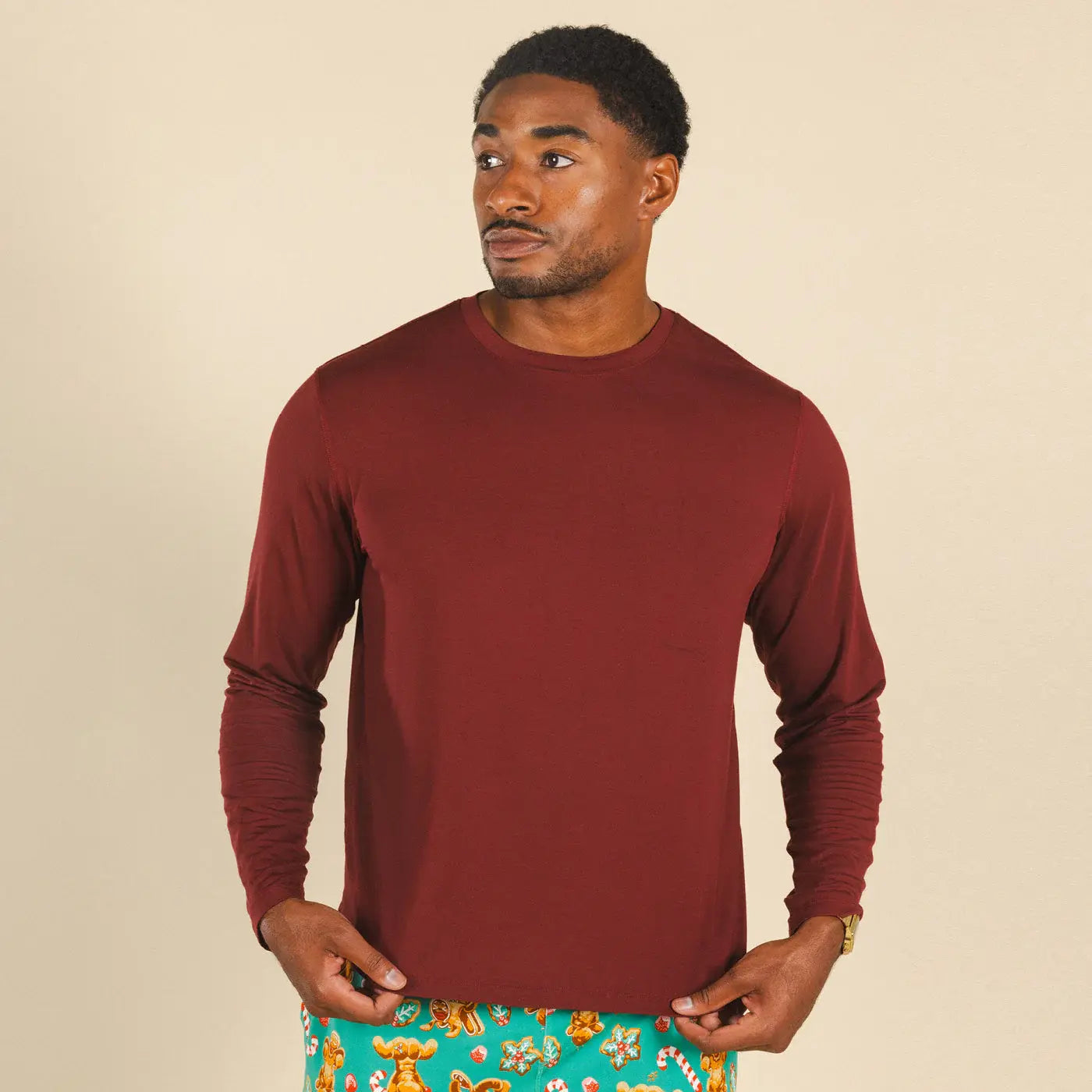 The Sommelier | Burgundy SleepDeep™ Men’s Long Sleeve Pajama Shirt - Shinesty - Flyclothing LLC