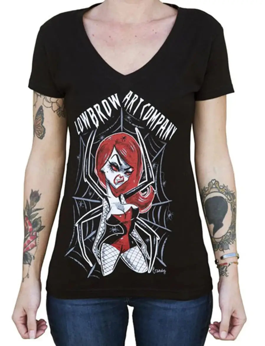 Black Market Art Company Spider Girl Women's V-Neck T-Shirt - Black Market Art Company - Flyclothing LLC