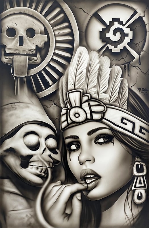 Black Market Art Company Spiders Aztec Princess Print