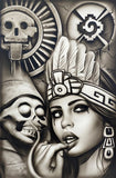 Black Market Art Company Spiders Aztec Princess Print
