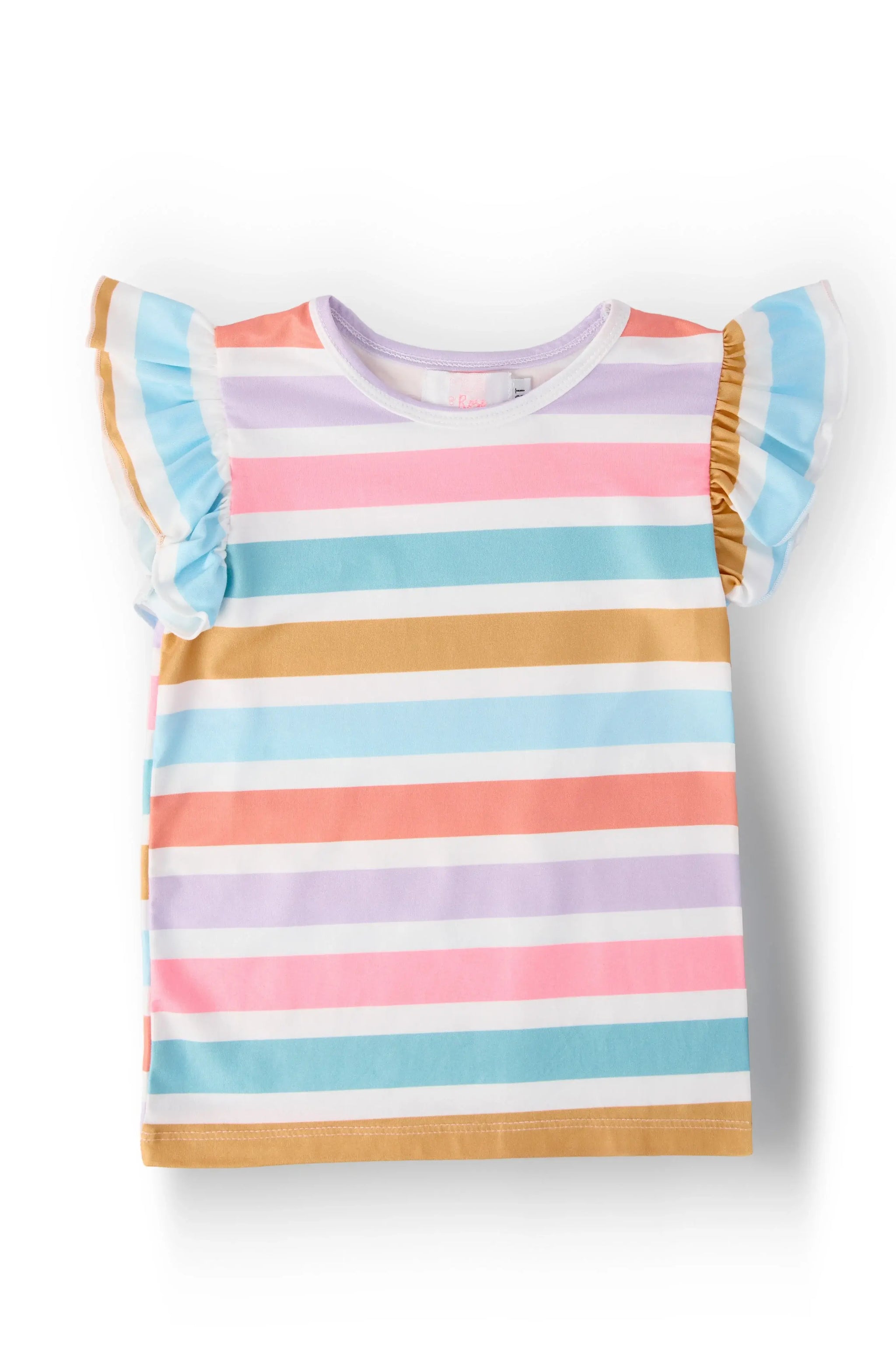 Spring Stripes S/S Ruffle Tee - Mila & Rose ® - Flyclothing LLC