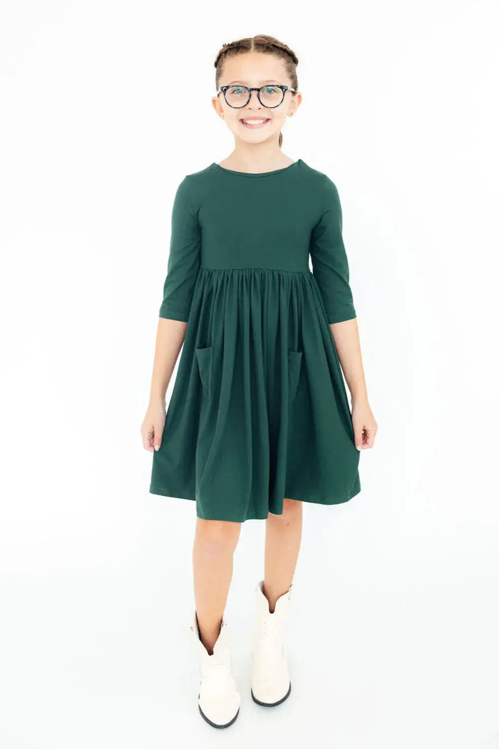 Spruce 3/4 Sleeve Pocket Twirl Dress - Mila & Rose ® - Flyclothing LLC