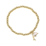 Stainless Steel Ball Mother of Pearl Dolphin Stretch Bracelets - Madeline Love - Flyclothing LLC