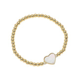 Stainless Steel Ball Mother of Pearl Heart Beaded Bracelet - Madeline Love - Flyclothing LLC
