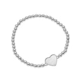 Stainless Steel Ball Mother of Pearl Heart Beaded Bracelet - Madeline Love - Flyclothing LLC