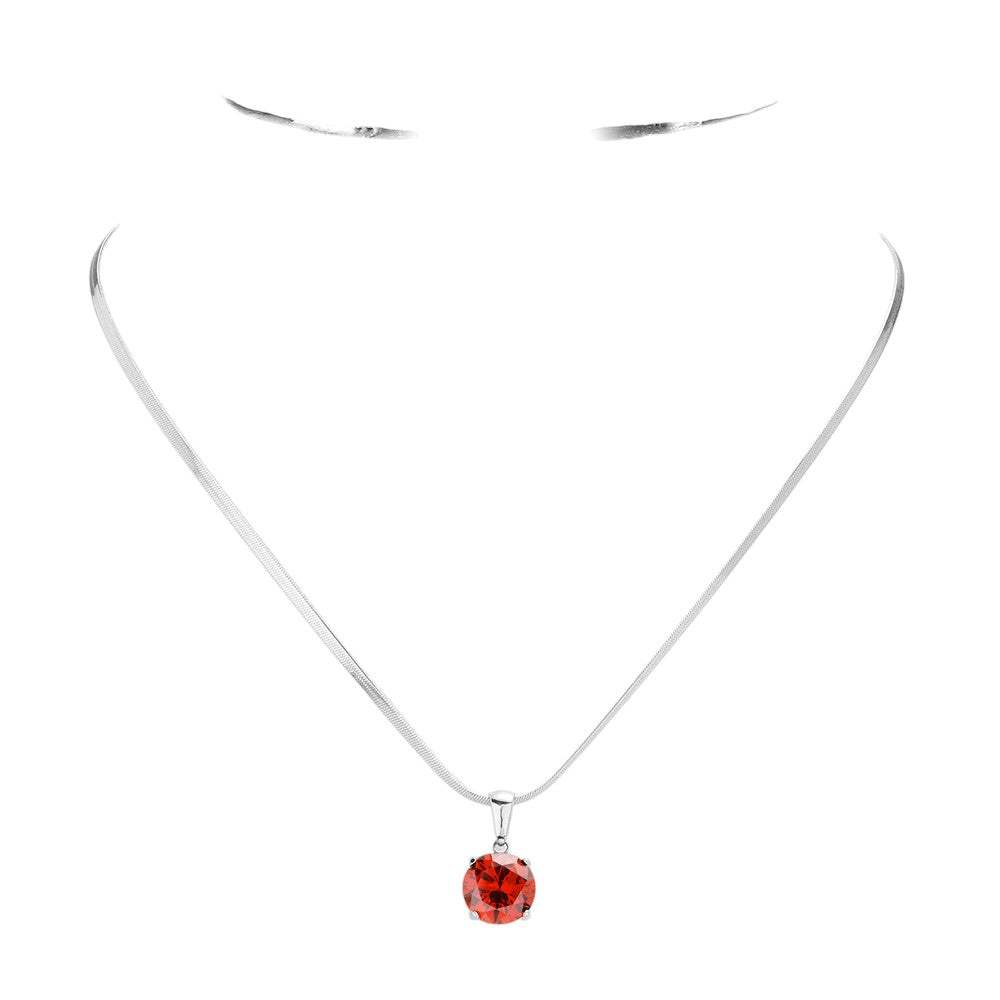 Stainless Steel CZ Round Pendant Necklace - Madeline Love - Flyclothing LLC