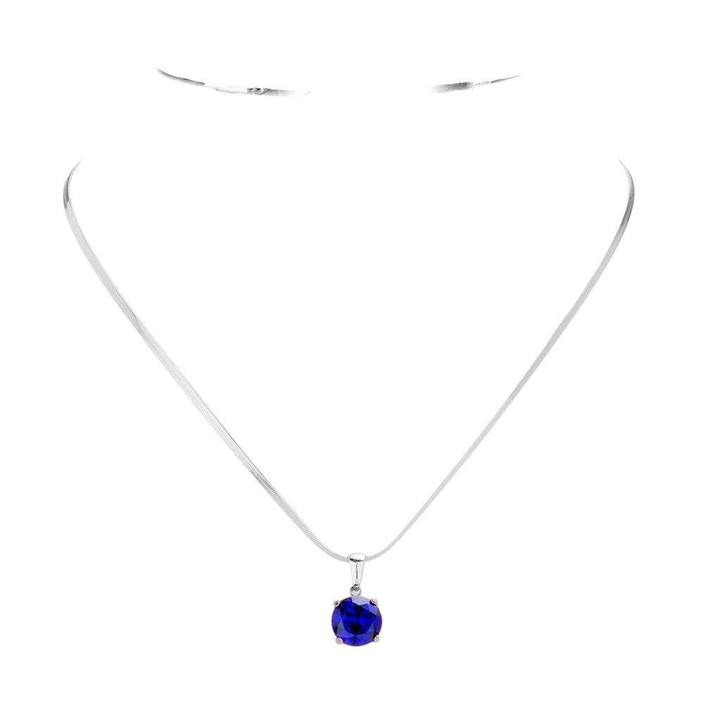 Stainless Steel CZ Round Pendant Necklace - Madeline Love - Flyclothing LLC