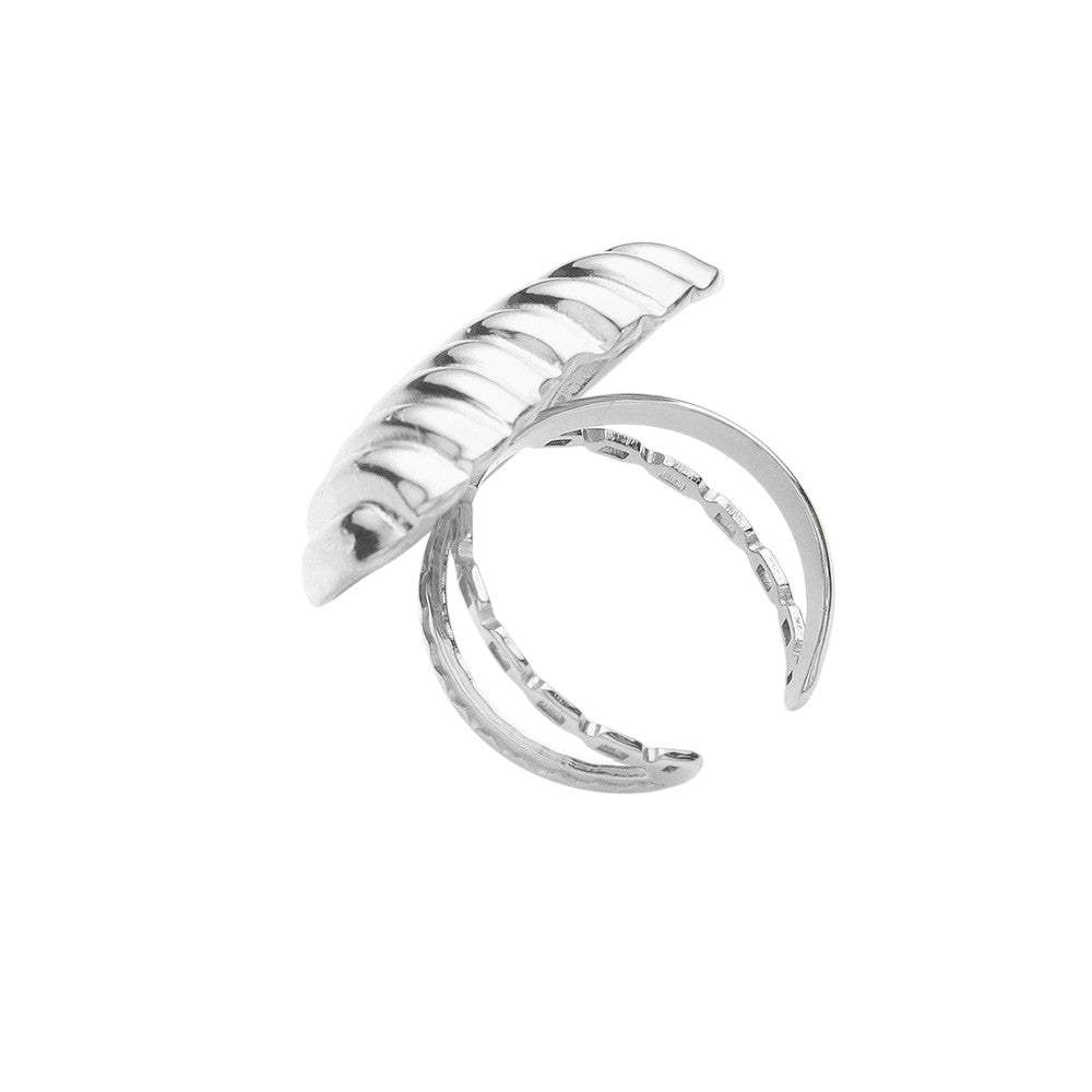Stainless Steel Ribbed Heart Adjustable Ring - Madeline Love - Flyclothing LLC
