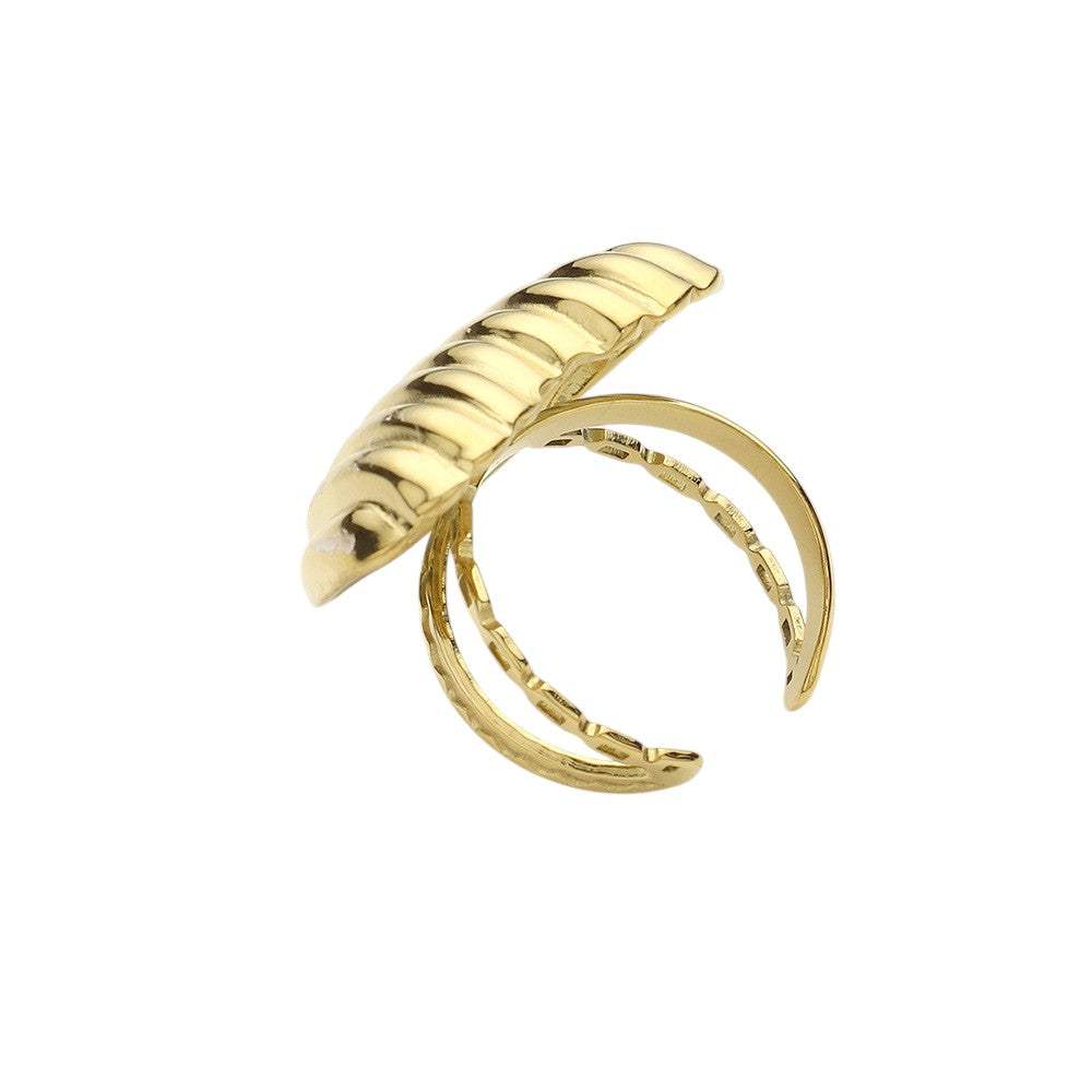 Stainless Steel Ribbed Heart Adjustable Ring - Madeline Love - Flyclothing LLC