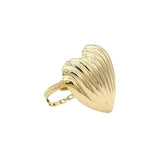 Stainless Steel Ribbed Heart Adjustable Ring - Madeline Love - Flyclothing LLC
