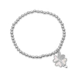 Stainless Steel Stone Mother of Pearl Clover Stretch Bracelet - Madeline Love - Flyclothing LLC