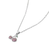 Stainless Steel Stone Paved Cherry Pendant Necklace - Madeline Love - Flyclothing LLC