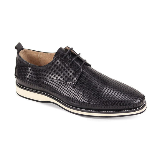 Giovanni Leather Stan Black moc toe lace casual Shoe