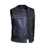 Steelhorse - Men's SOA Club Style Leather Motorcycle Vest - Unik Just for Bikers - Flyclothing LLC