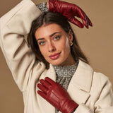 Stella (red) – Sheepskin leather gloves with ultra-warm fleece lining & touchscreen functionality