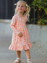 Halloween Thanksgiving Pumpkin Bow Pocket Girls Dress